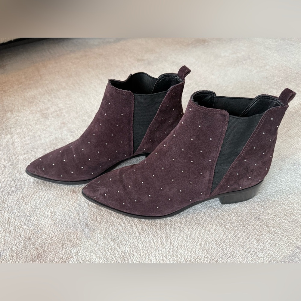 Marc Fisher Burgundy Suede Studded Ankle Boots